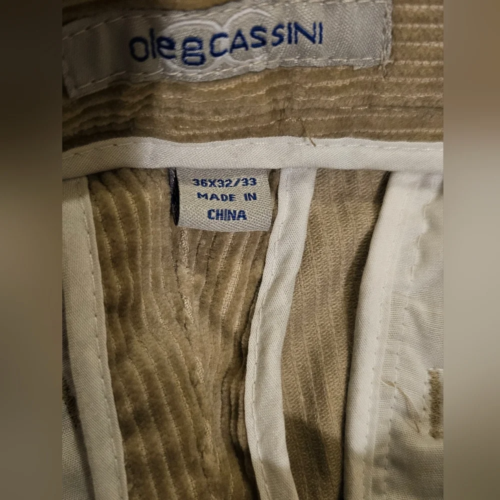 Oleg Cassini Silk/Cotton‎ Beige Corduroy Pants Men's Size 36X33 NWT